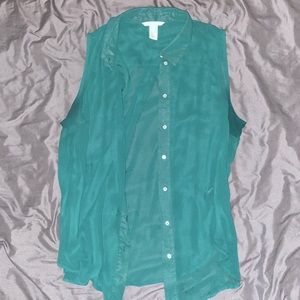 Teal Button Down Tank Top